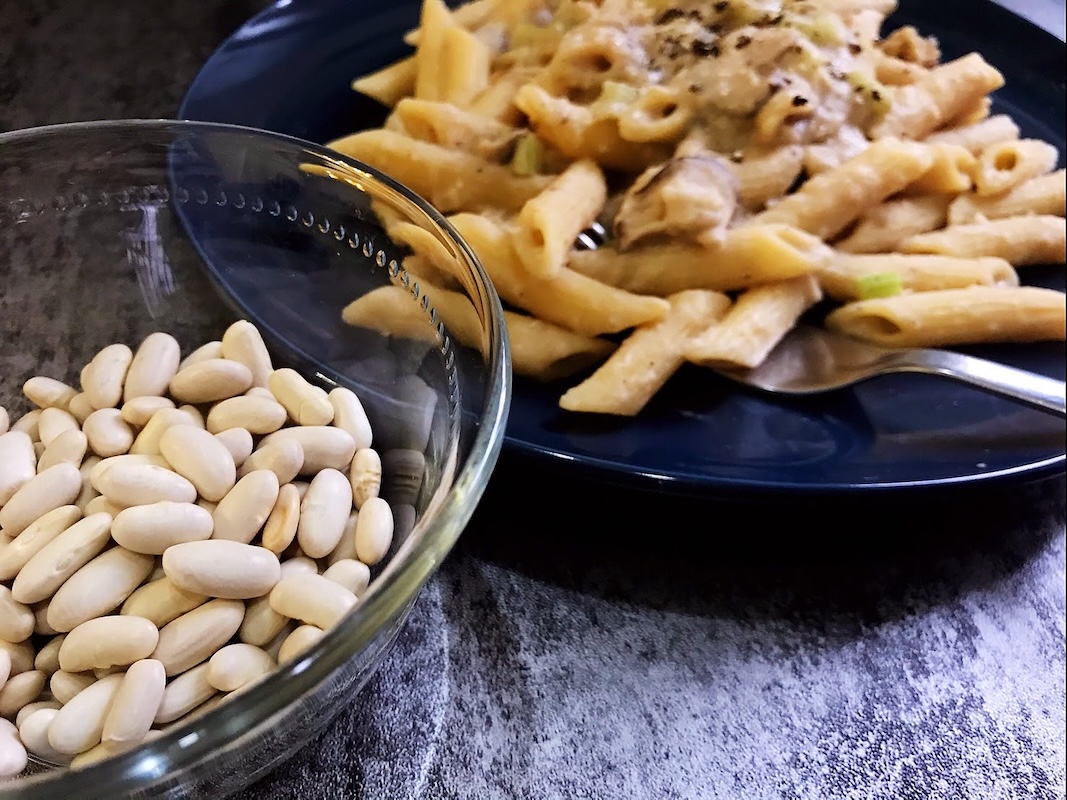 白いんげん豆のクリームパスタ